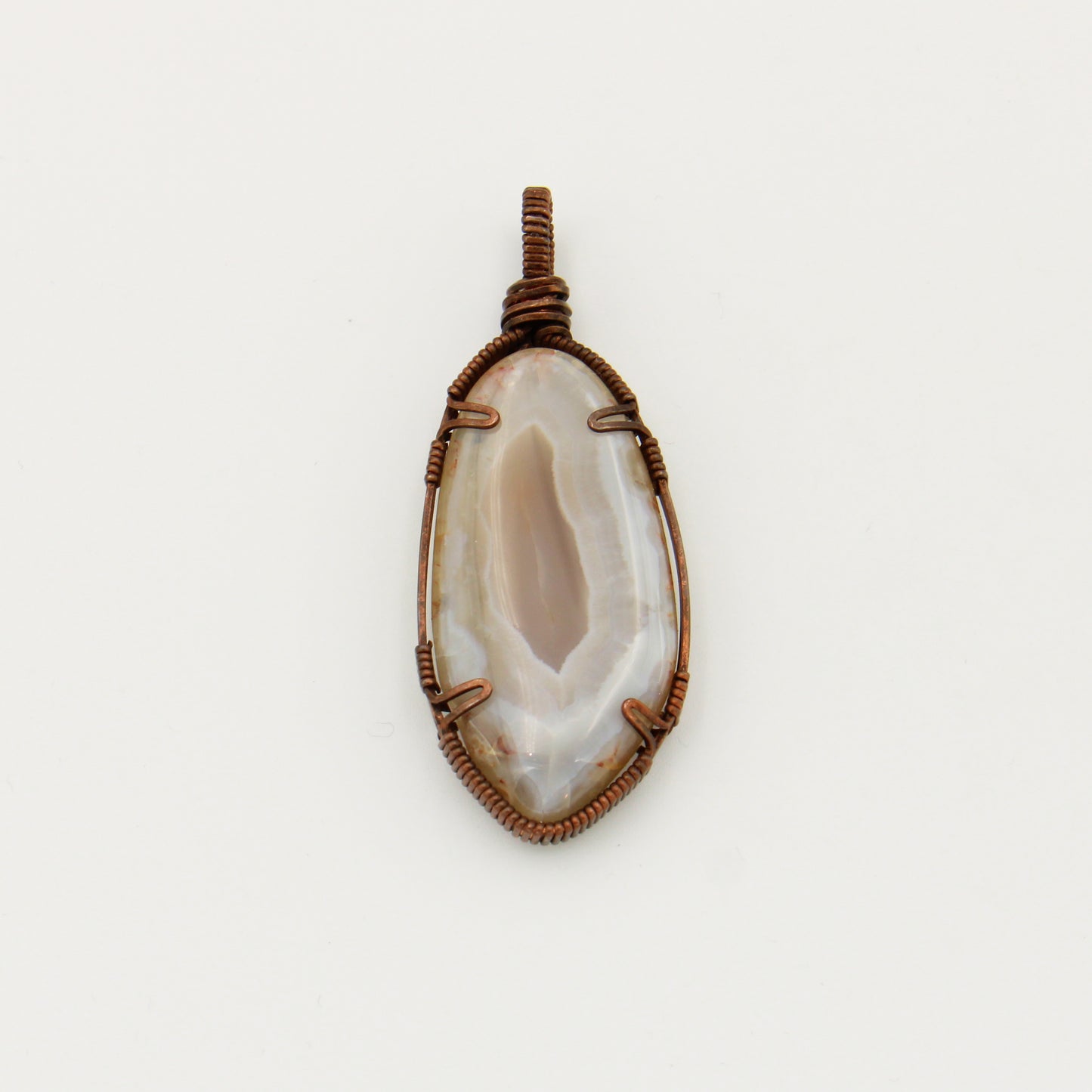 Lake Superior Agate Copper Wrapped Pendant