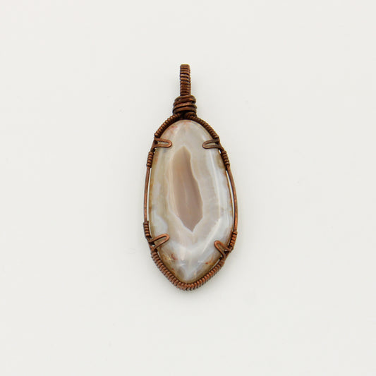 Lake Superior Agate Copper Wrapped Pendant