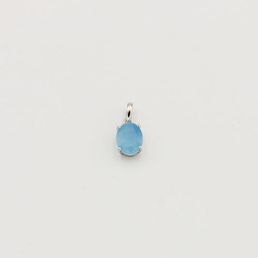 Aquamarine Prong Sterling Pendant