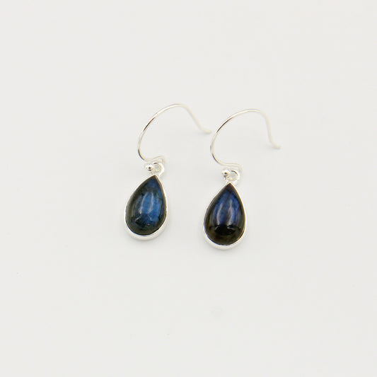 Labradorite Small Pear Sterling Earrings