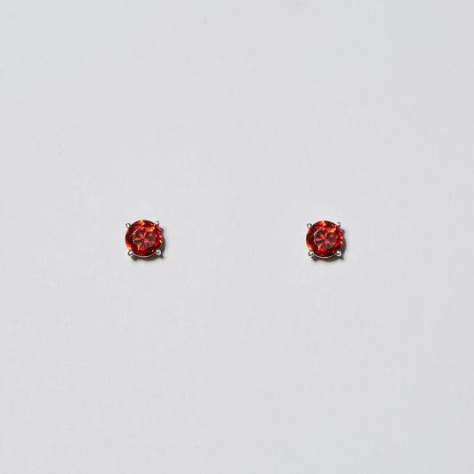 Garnet Round Prong Sterling Studs 5mm