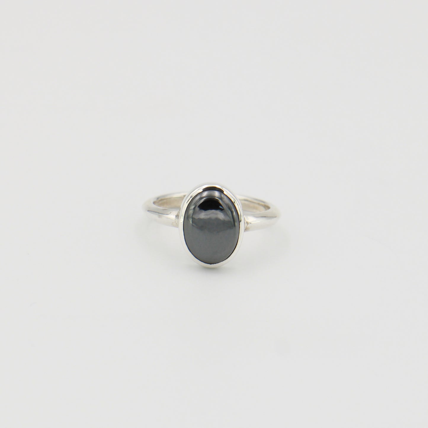 Hematite Oval Sterling Ring Sz 7.5