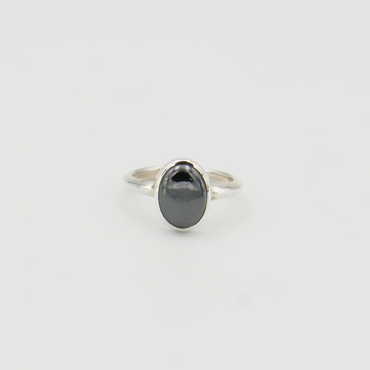 Hematite Oval Sterling Ring Sz 7.5