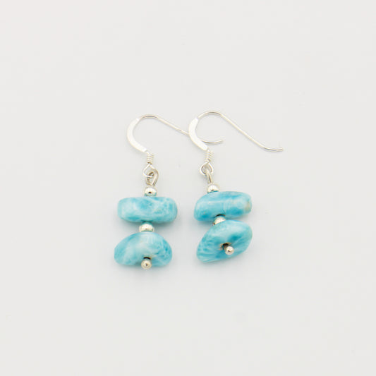 Larimar Double Tumbled Sterling Earrings