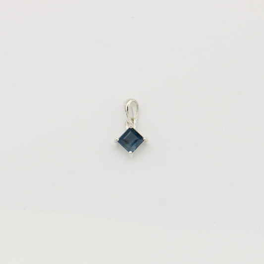 Tiny Sapphire Square Sterling Pendant