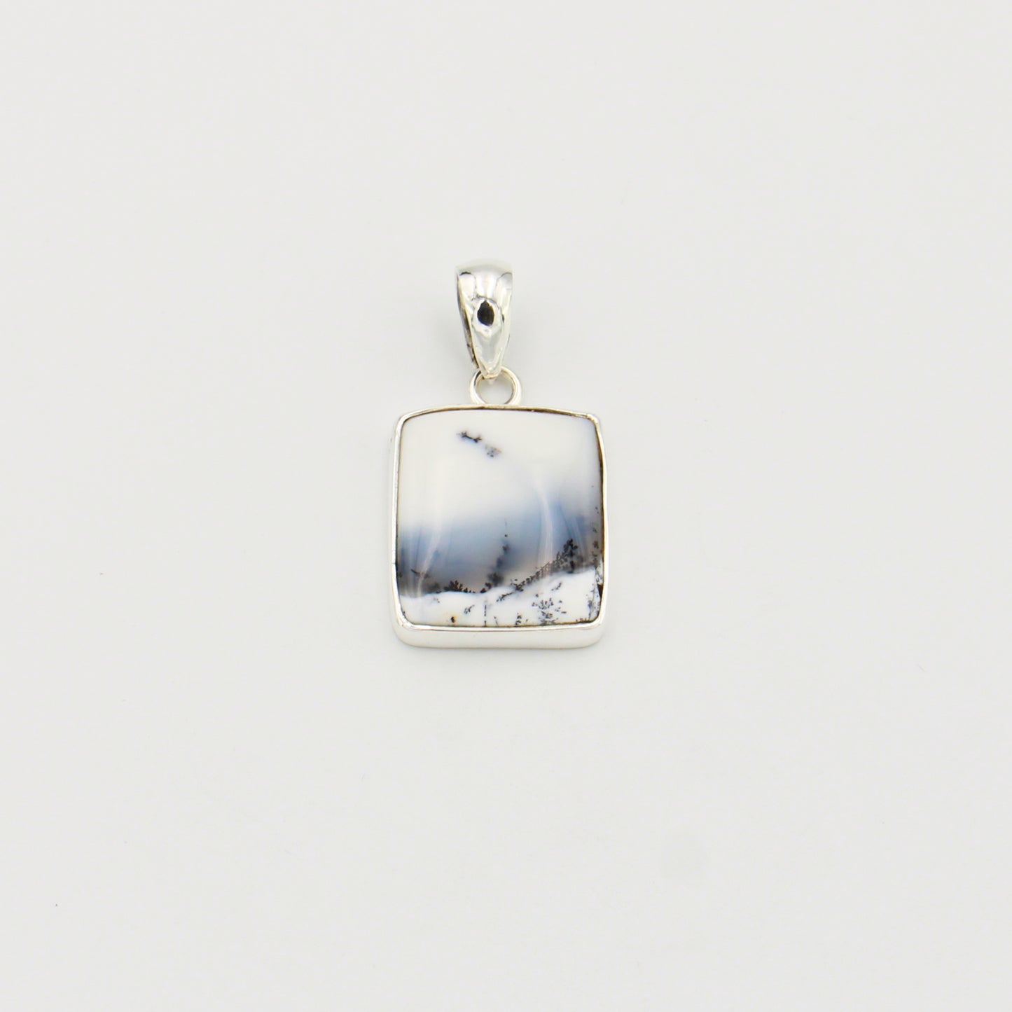 Dendritic Agate Rectangle Sterling Pendant