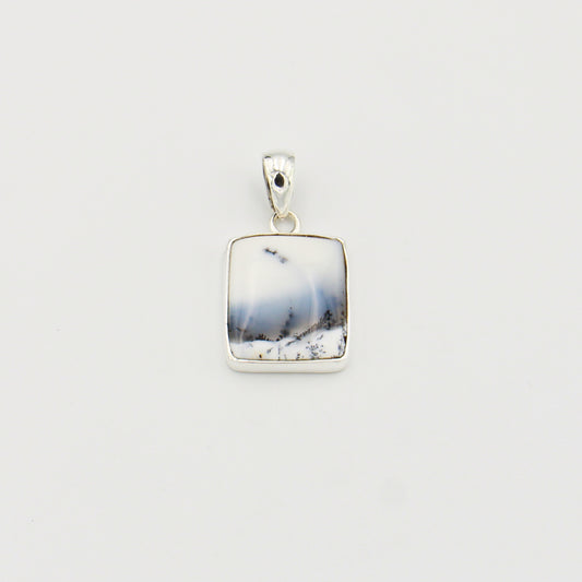 Dendritic Agate Rectangle Sterling Pendant