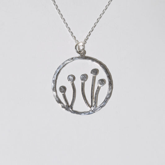 Sterling Round Flower Garden Sterling Necklace