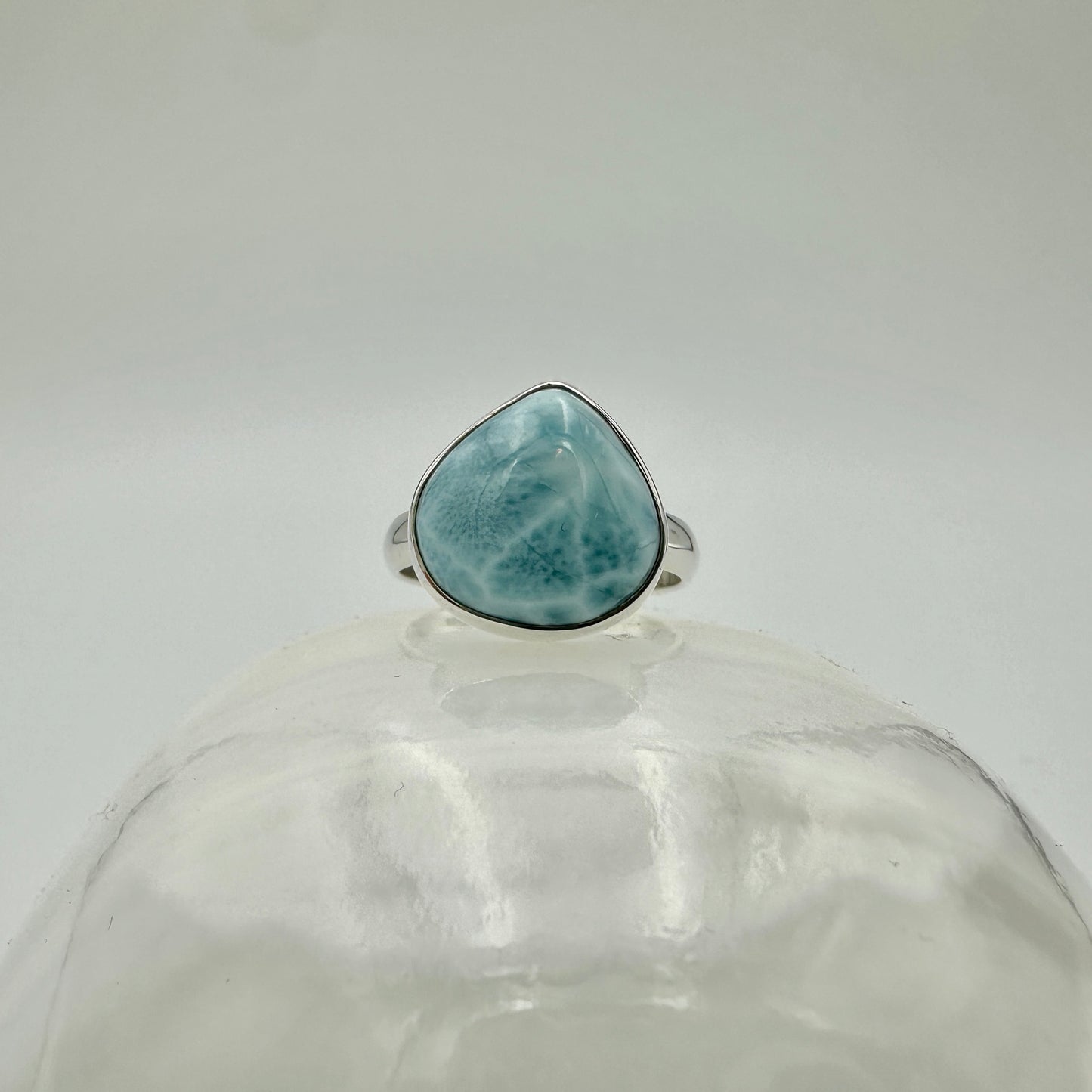 Larimar Pear Sterling Ring Sz 9