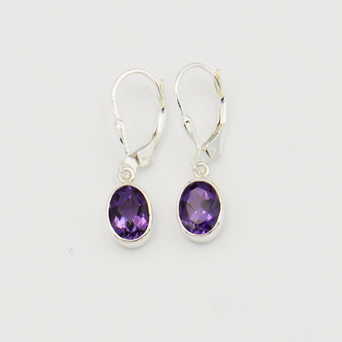 Amethyst Oval Sterling Earrings