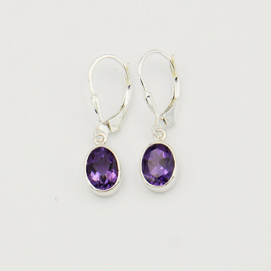 Amethyst Oval Sterling Earrings