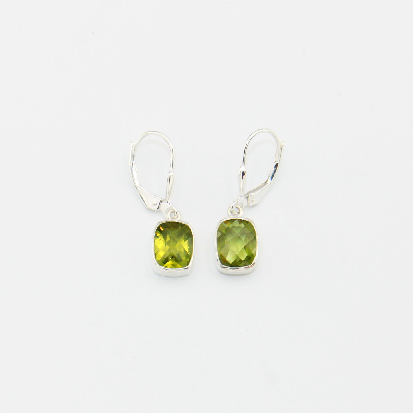 Peridot Baguette Sterling Earrings