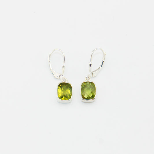 Peridot Baguette Sterling Earrings