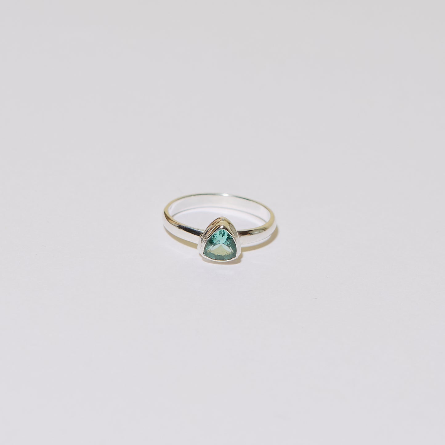 Apatite Trilliant Sterling Ring Sz 9