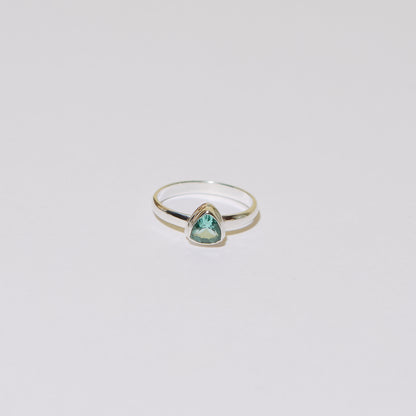 Apatite Trilliant Sterling Ring Sz 9