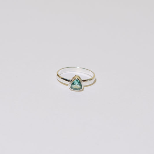 Apatite Trilliant Sterling Ring Sz 9