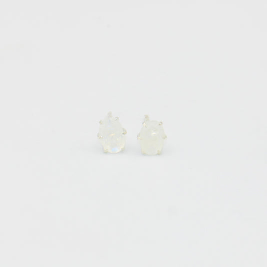 Moonstone Oval Prong Sterling Studs
