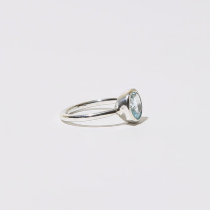 Blue Topaz Round Sterling Ring Sz 6