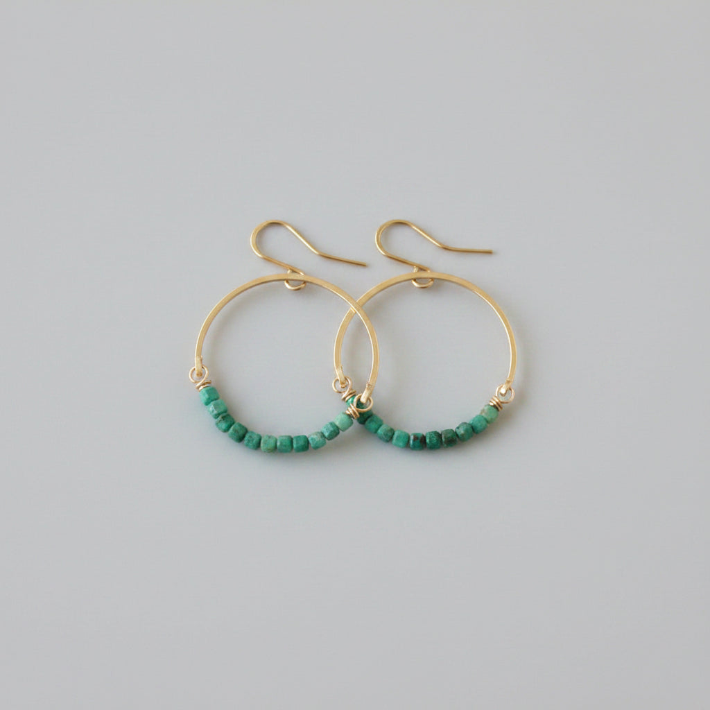 Turquoise Round GF Hoop Earrings