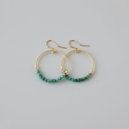 Turquoise Round GF Hoop Earrings