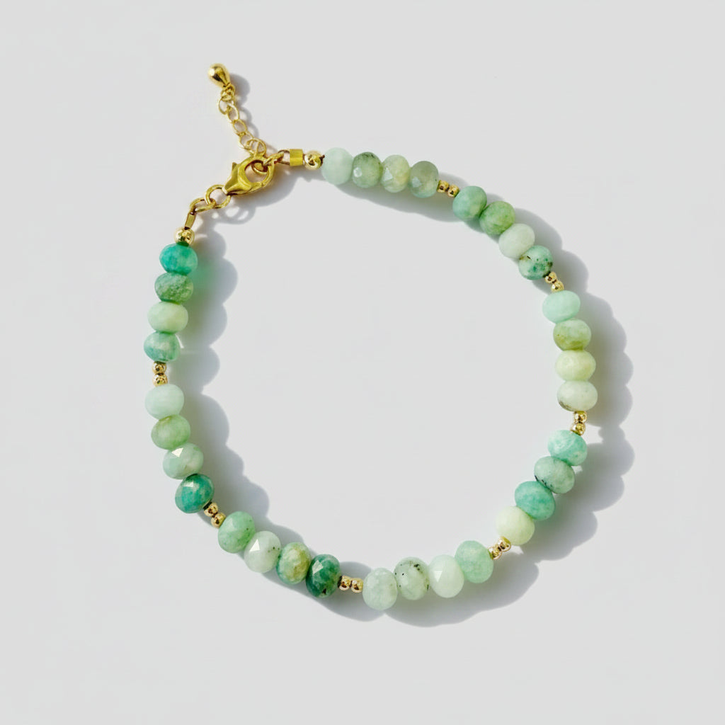 Palm Amazonite Gold Filled Beaded Bracelet