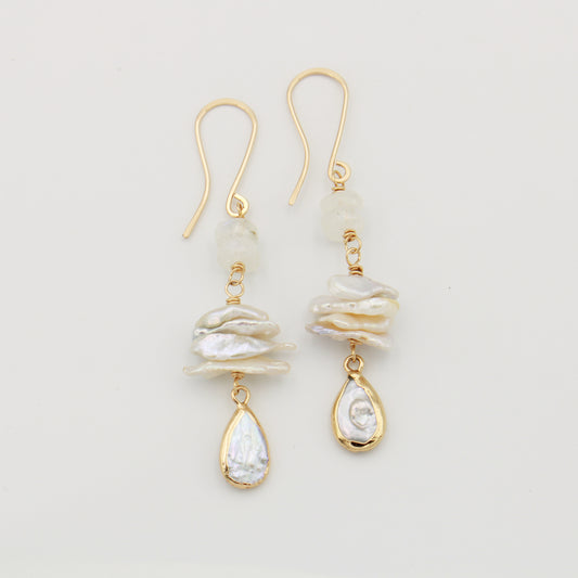Pearl & Moonstone GF Earrings
