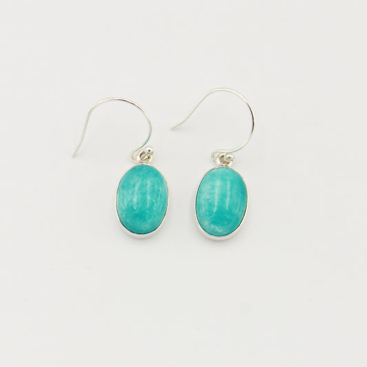 Amazonite Oval Sterling Silver Earrings