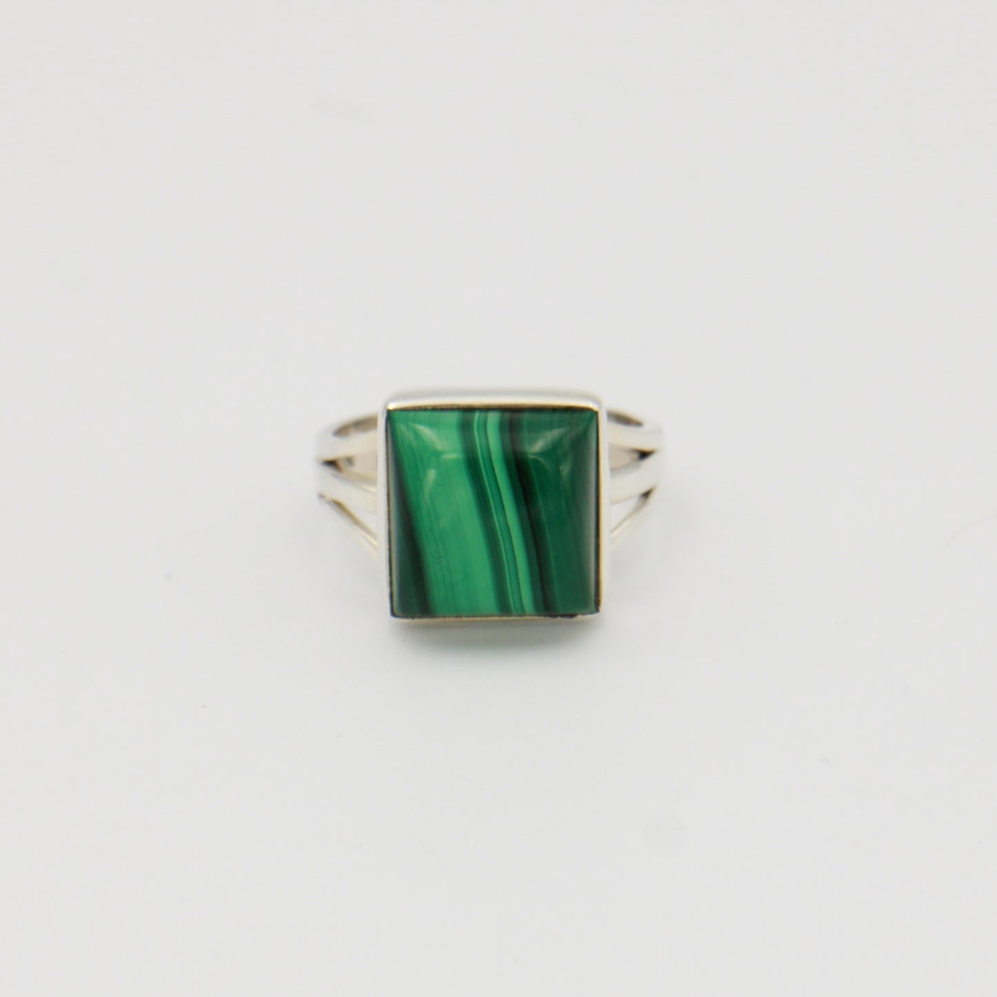 Malachite Square Sterling Ring Sz 7