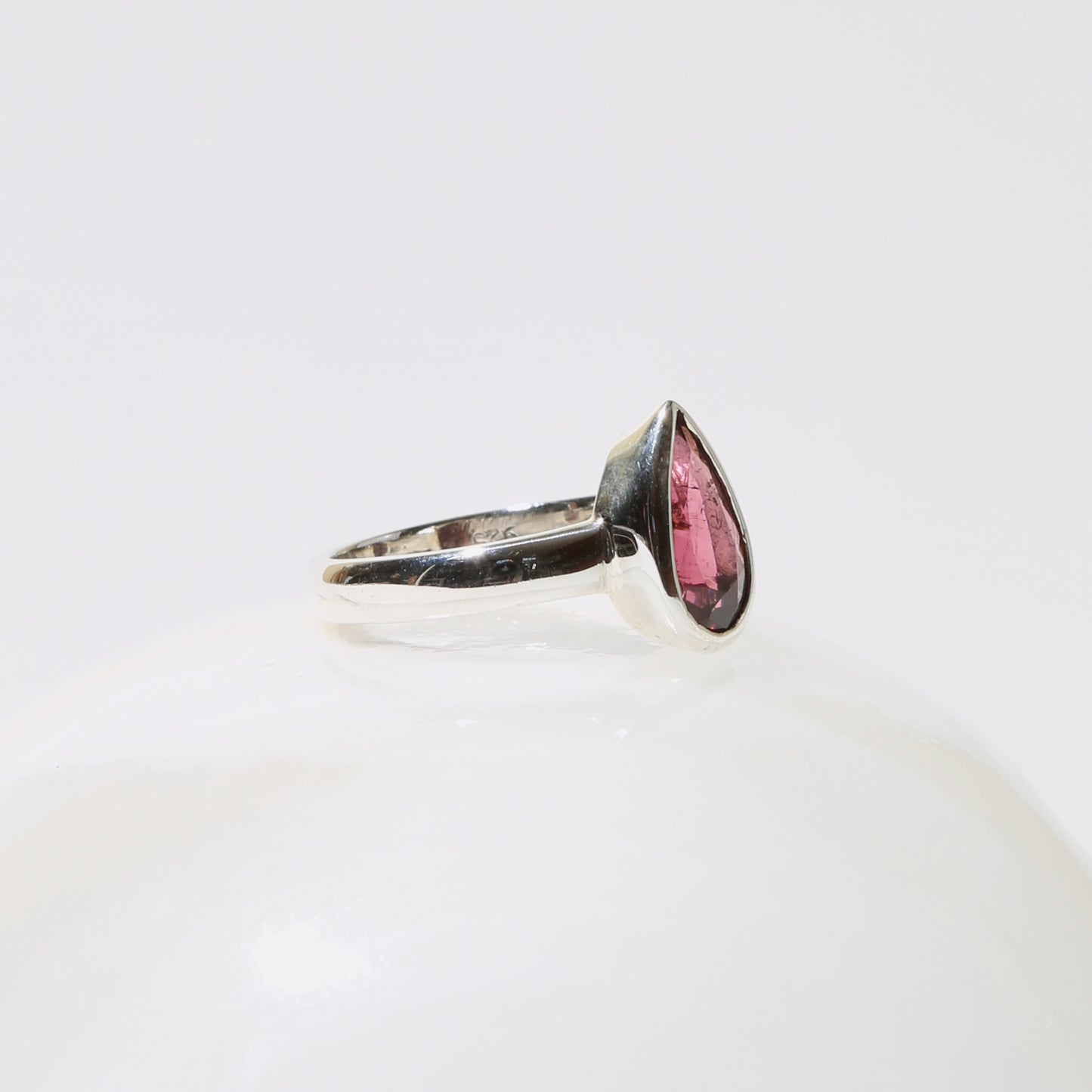 Tourmaline Pear Sterling Ring Sz 6