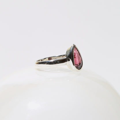 Tourmaline Pear Sterling Ring Sz 6