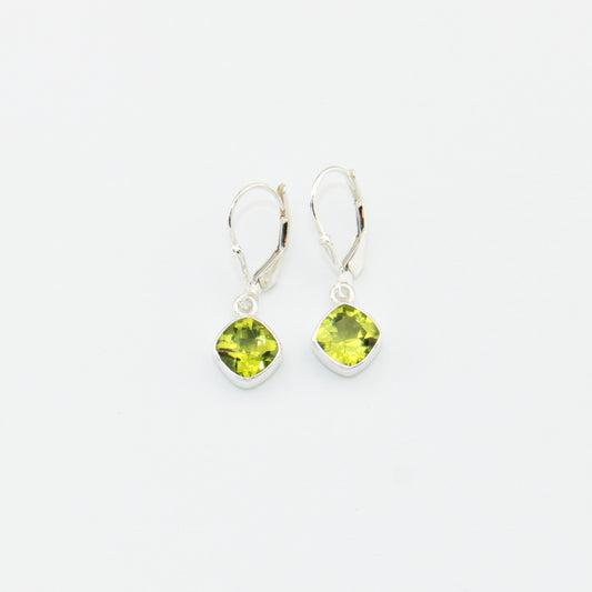 Peridot Cushion Sterling Earrings