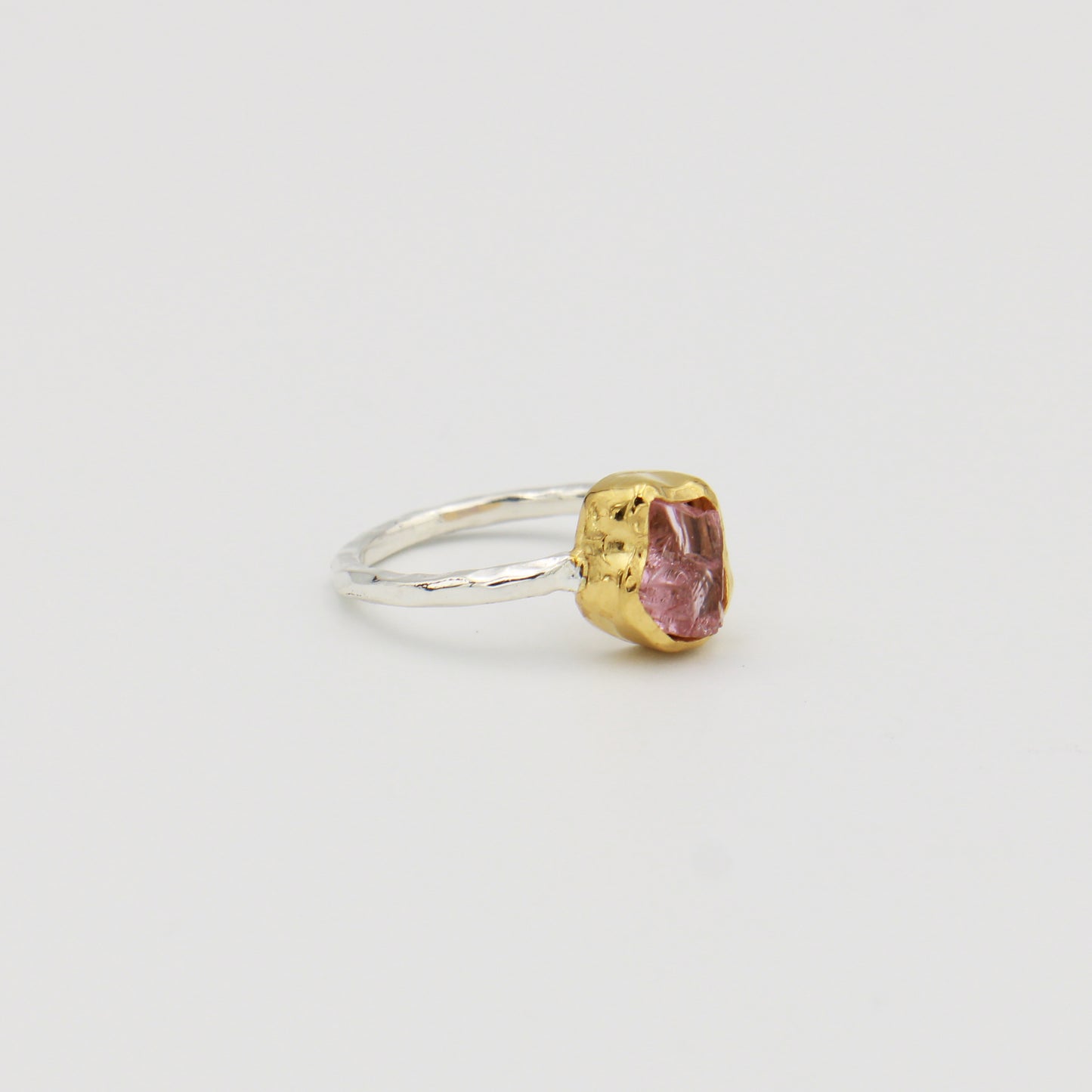 Rough Tourmaline Dainty Band GP Sterling Ring Sz 7