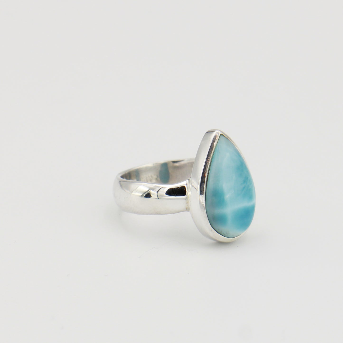 Larimar Teardrop Sterling Ring Sz 9