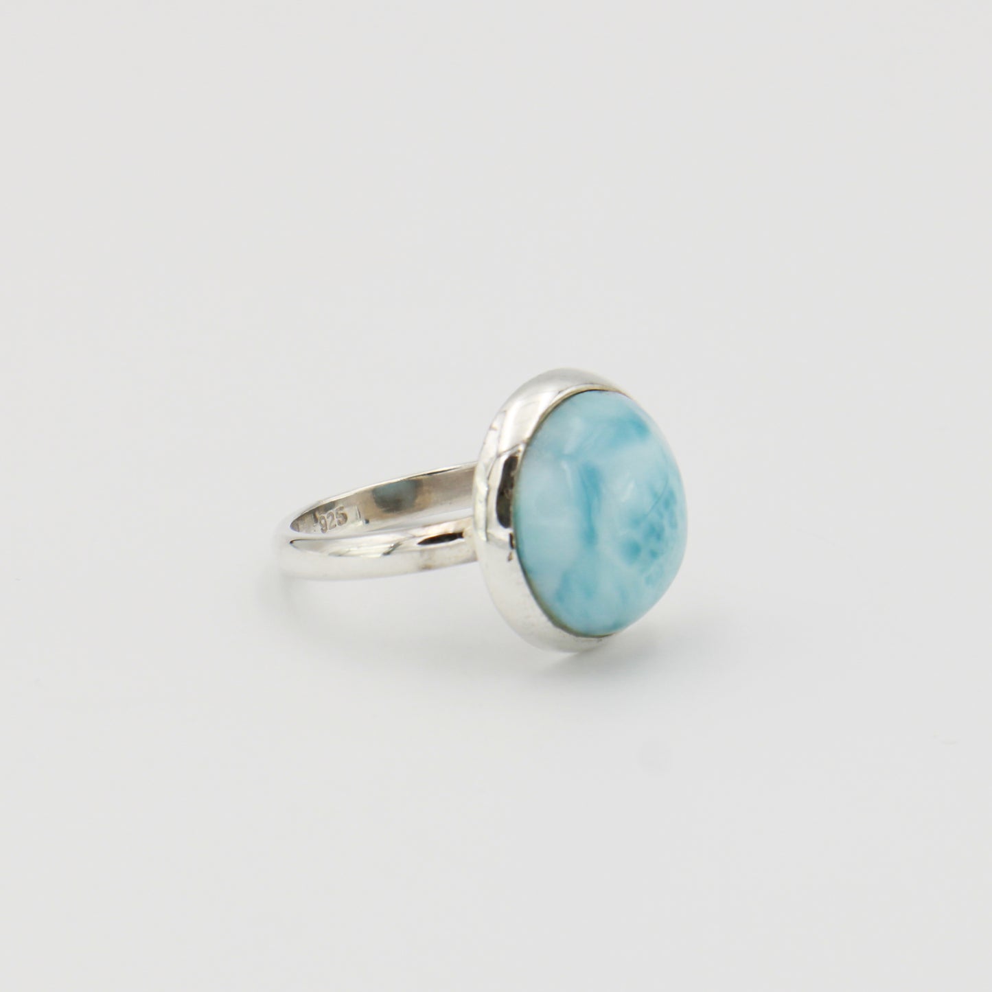 Larimar Round Sterling Ring Sz 10