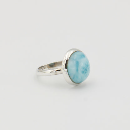 Larimar Round Sterling Ring Sz 10