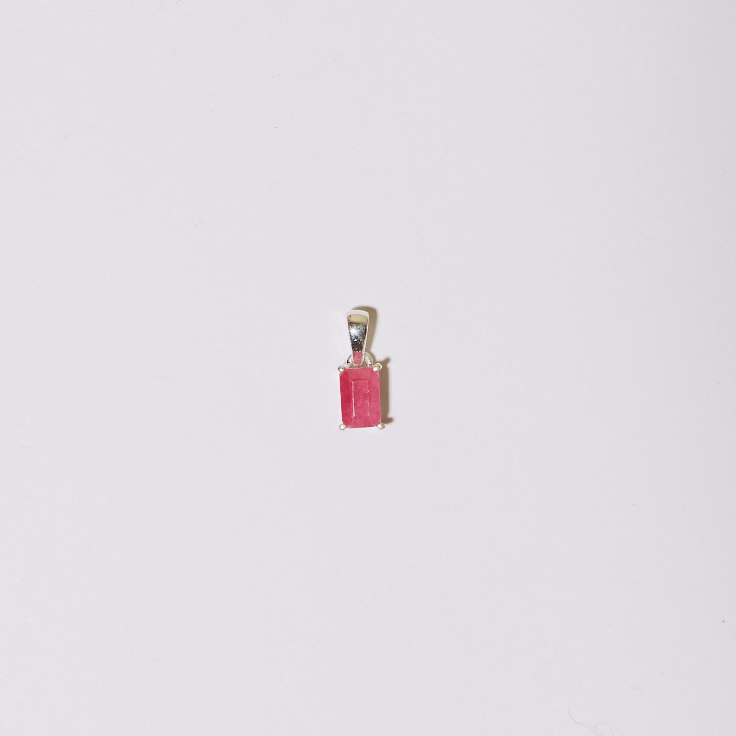 Ruby Dainty Rectangle Sterling Pendant