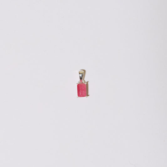 Ruby Dainty Rectangle Sterling Pendant