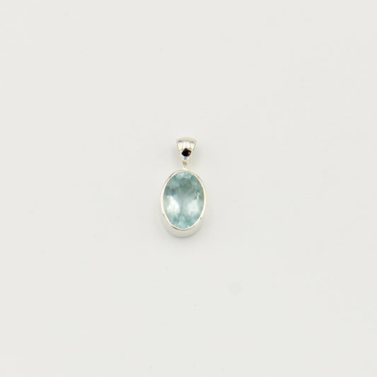 Aquamarine Oval Faceted Sterling Pendant