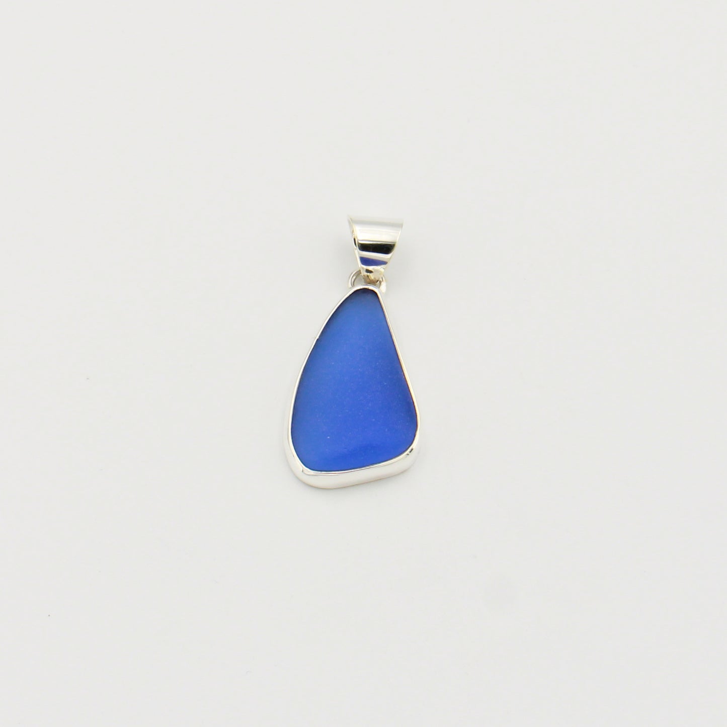 Beach Glass Cornflower Pear Sterling Pendant