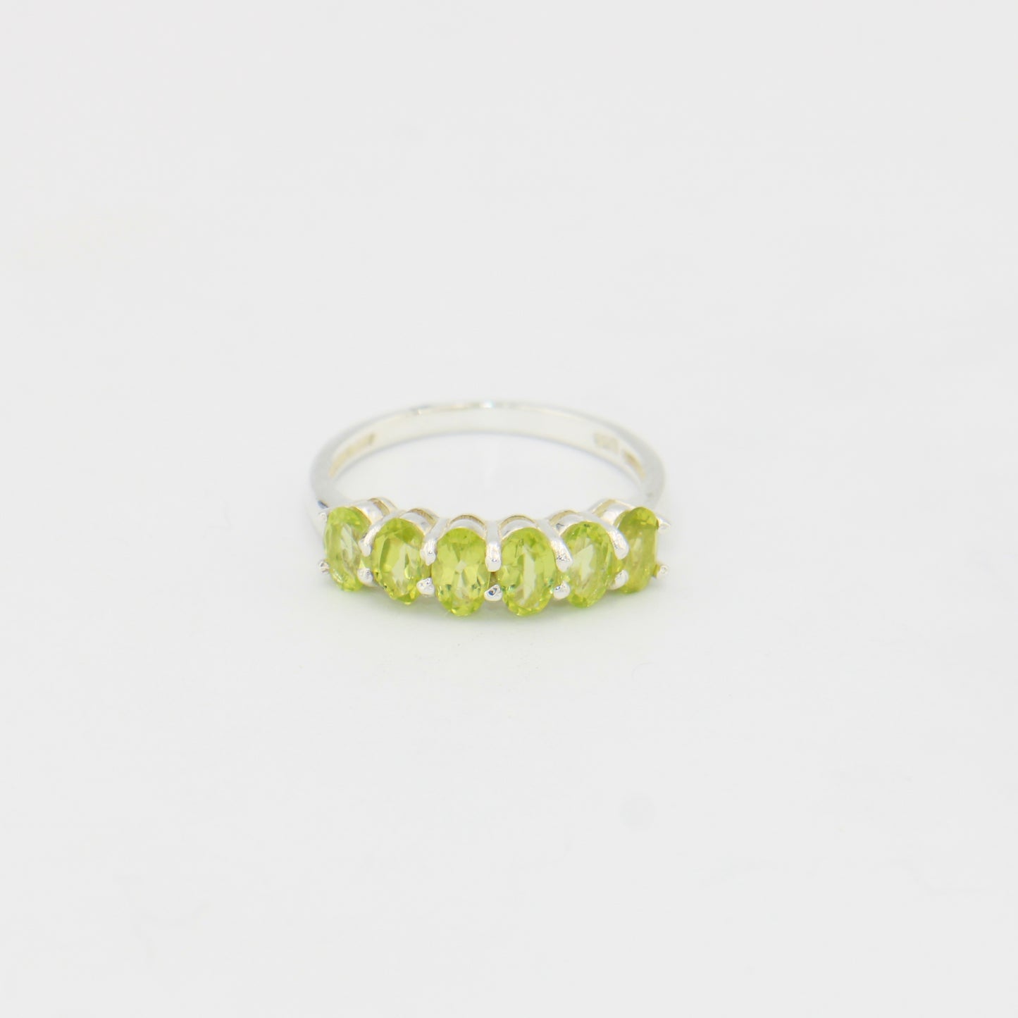 Peridot Six Ovals Sterling Ring Sz 7