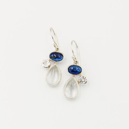 Quartz, Kyanite & Wh Topaz Sterling Earrings
