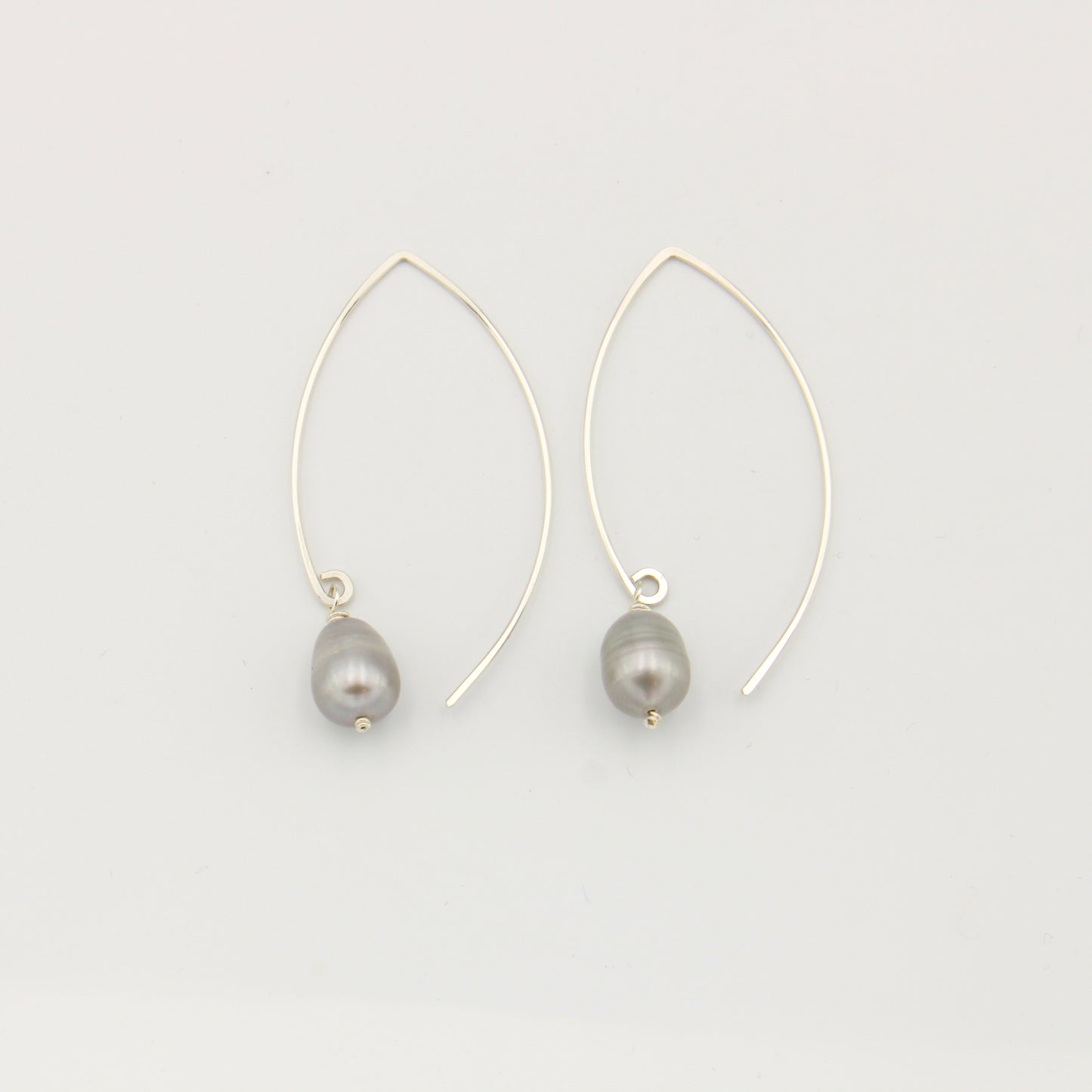 Grey Pearl Large Curved Sterling Threader