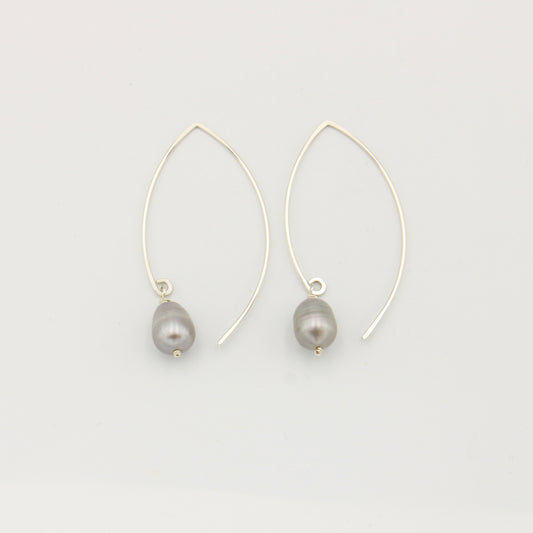 Grey Pearl Large Curved Sterling Threader