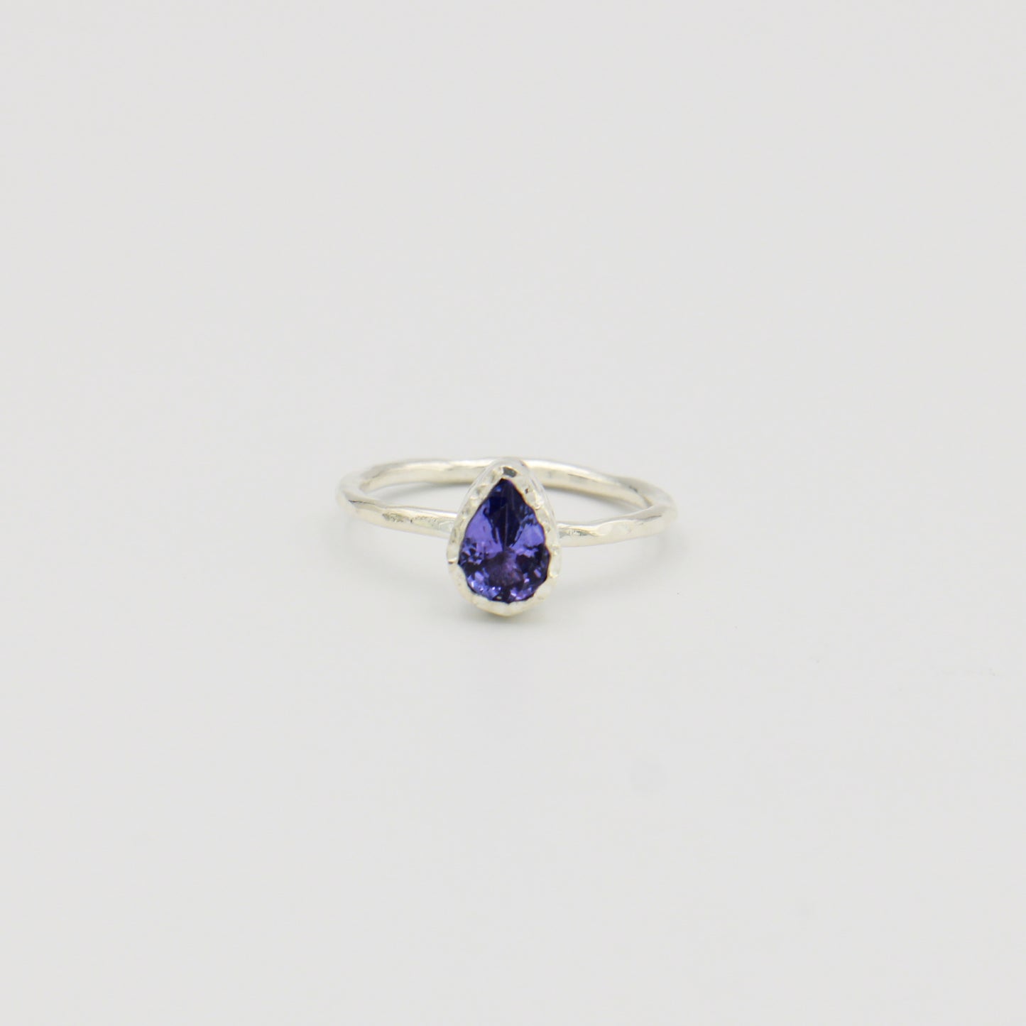 Dainty Tanzanite Pear Sterling Ring Sz 6.5