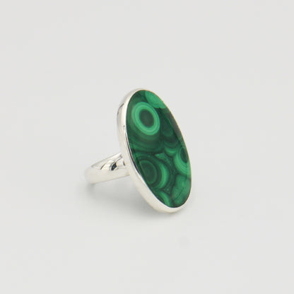 Malachite Large Oval Sterling Ring Adj