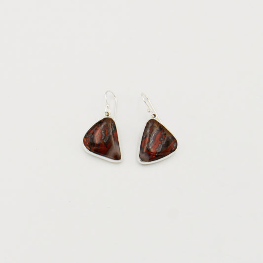Red Agate Wedge Sterling Earrings