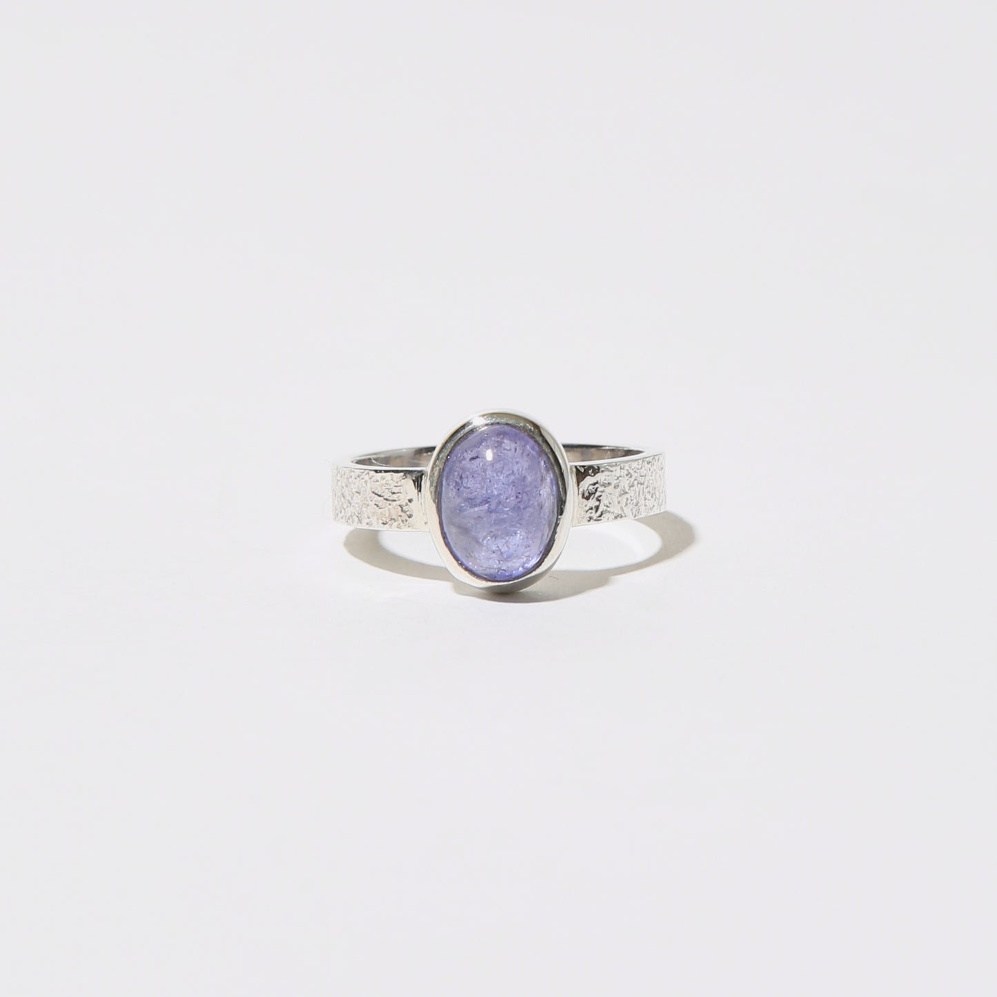 Tanzanite Oval Sterling Textured Ring Sz 7