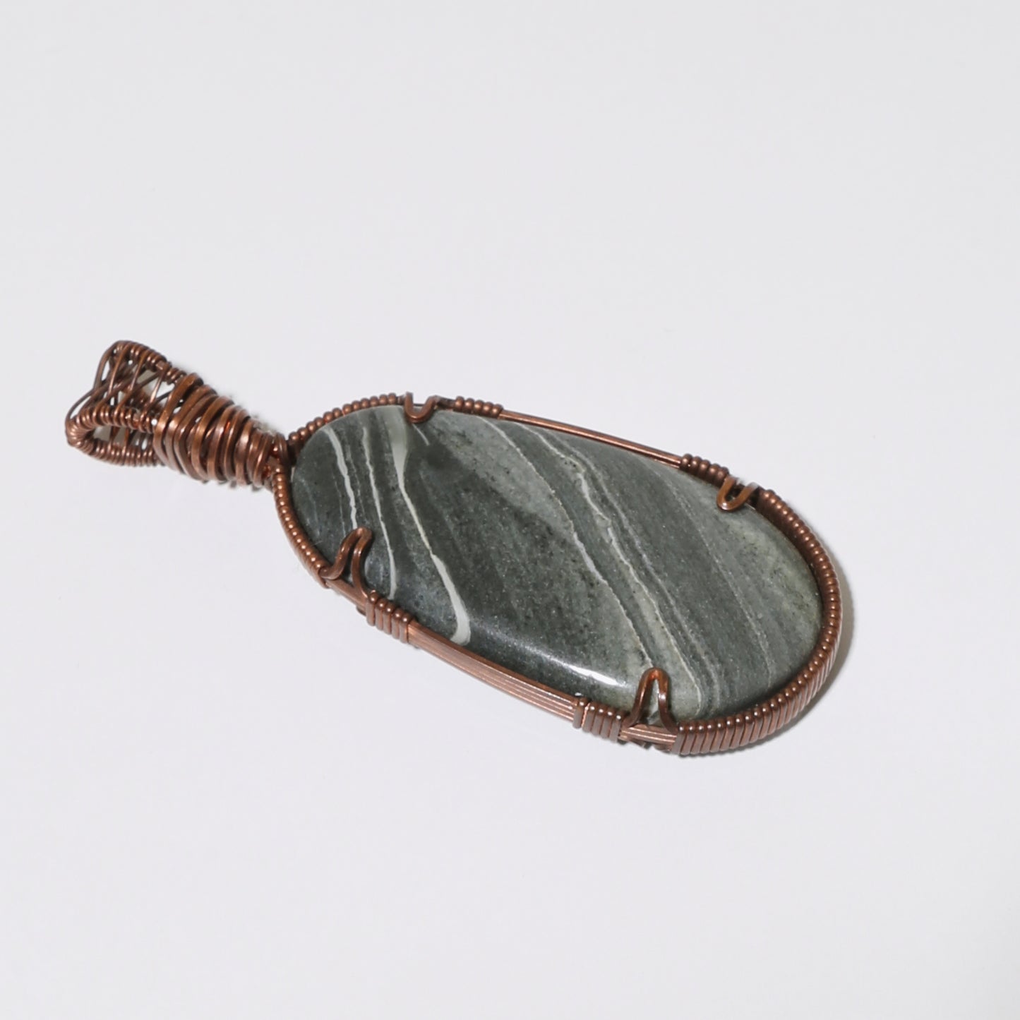 Sandstone Ovoid Copper Wrapped Pendant