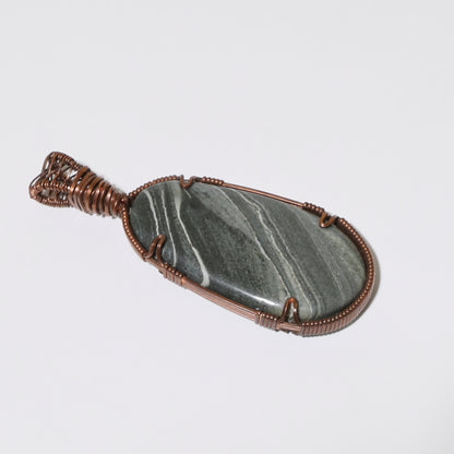 Sandstone Ovoid Copper Wrapped Pendant
