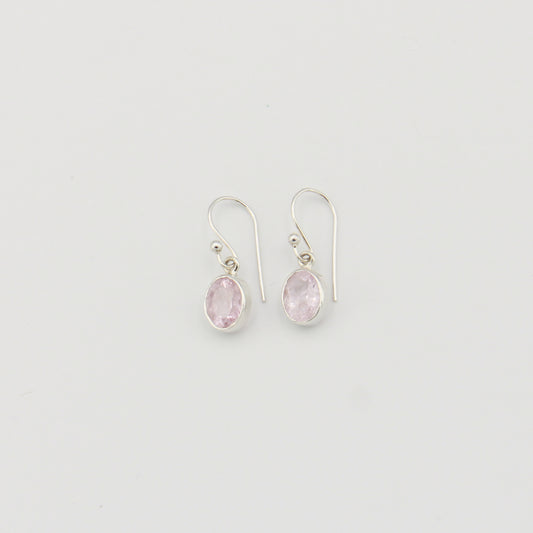 Morganite Oval Faceted Sterling Earrings